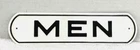 Vintage White Black Painted Metal Relief MEN Gas Oil Station Bathroom Sign