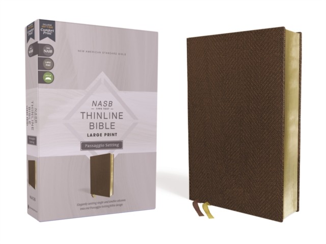 NASB, Thinline Bible, Large Print, Passaggio Setting, Leathersoft, Brown, Red Letter, 1995 Text, Comfort Print, Hardback, - Image 2