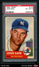 1953 Topps #119 Johnny Sain Yankees SHORT-PRINT PSA 6 - EX/MT