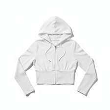 Shein women's white long sleeves zippered Cropped hoodie - small