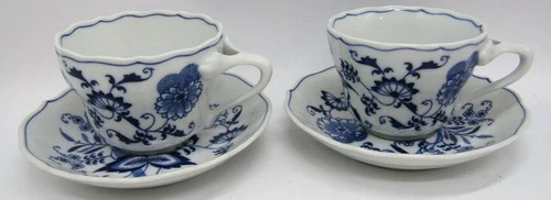 VTG Blue Danube Japan TEA CUP & SAUCER Set Blue Onion Large Size Split Handle, S