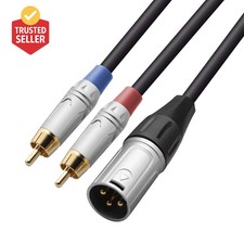 2 RCA to XLR Male Y Splitter Cable, Unbalanced Dual RCA Male to 1 XLR Splitter D