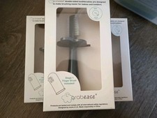 Grabease Toddler Gray Silicone Toothbrush Double Sided with Finger Brush - Qty 3