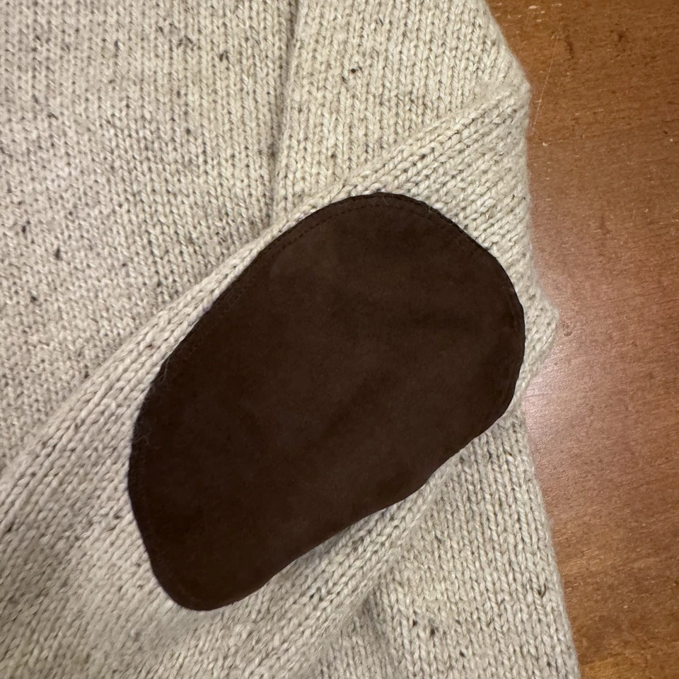 DE COLECCIÓN Polo Ralph Lauren Suéter Para Hombres XL Beige Lana Mezcla Alpaca Parches en el Codo Foto 3 de 4