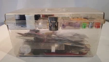 Vintage Wilson Wil Hold Clear Plastic Sewing Box full of Notions