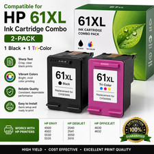 61XL Ink Cartridges for HP 61 XL Envy 4500 5530 OfficeJet 4630 2-Pack