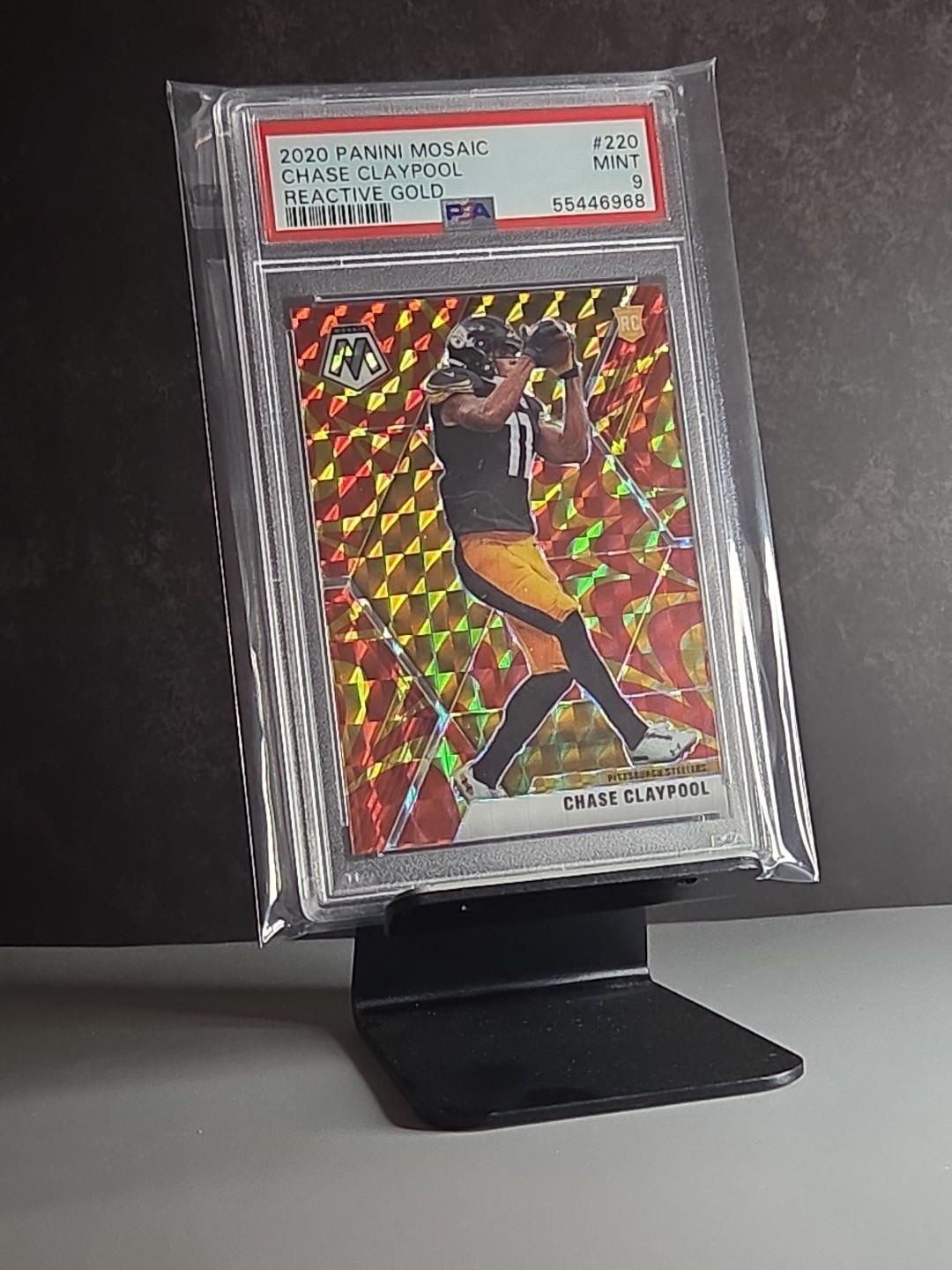 2020 Mosaic Chase Claypool #220 Reactive Gold PSA 9 Rookie RC Steelers
