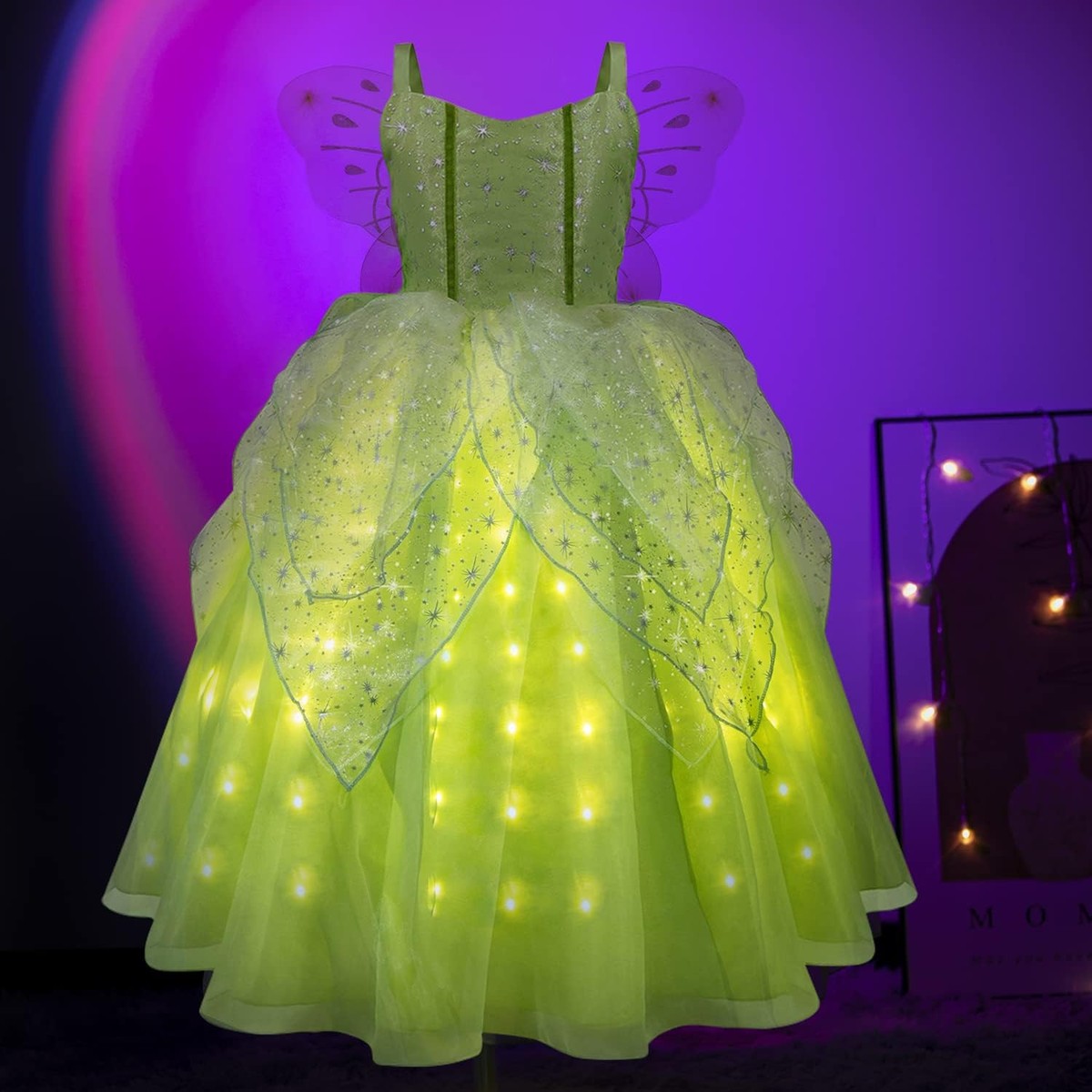 Light Up Girls Halloween Costume Toddler Fairy Dress & Wings Green Fairy Girls C | eBay Light Up Girls Halloween Costume Toddler Fairy Dress & Wings Green Fairy Girls C | eBay