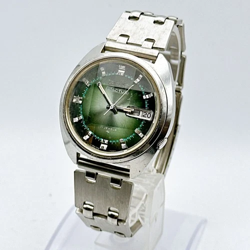 Vintage Seiko 5 Actus 7019-7210 Automatic Green Dial  21J Japan Mens Watch
