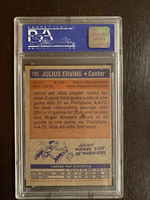 1972 Topps #195 Julius Erving Rookie Card PSA 7 