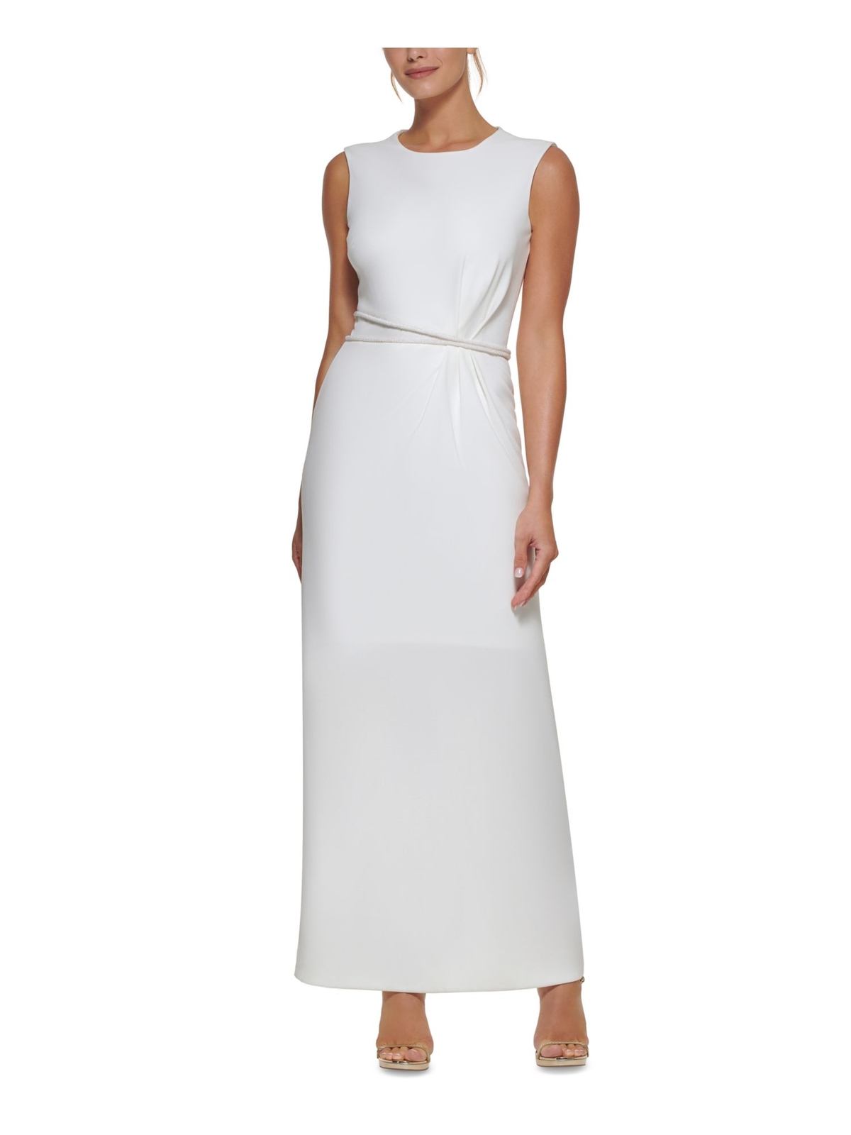 Женское вечернее платье чайной длины без рукавов с белой подкладкой DKNY Womens 8