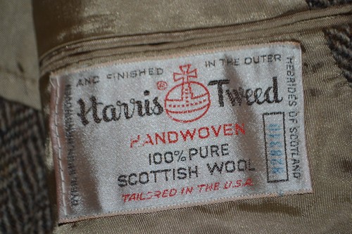 Vintage Harris Tweed Men Parital Lining 2 Front Wooden Button Blazer Sz 44R - Picture 10 of 12