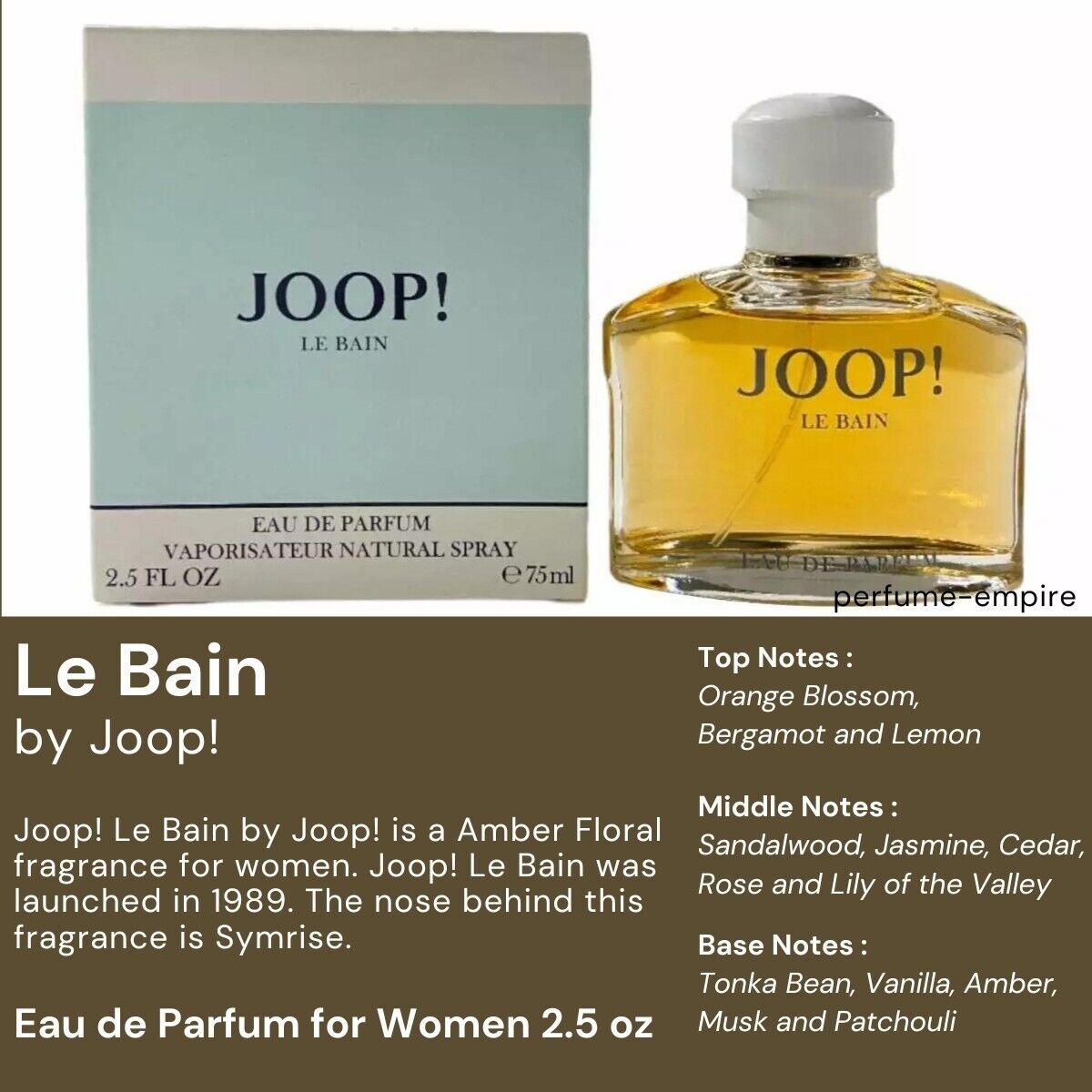 Joop Le Bain Eau De Parfum Spray (Tester) By Joop! - 2.5 oz Joop Le Bain Eau De Parfum Spray (Tester) By Joop! - 2.5 oz