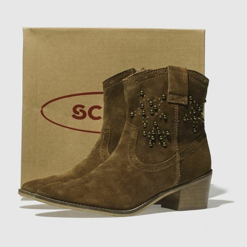 borchiati e plateau marrone da western 41 taglia stivali cowboy 8 chiaro tallone in pelle scamosciata con Bnib nzq0CCwf