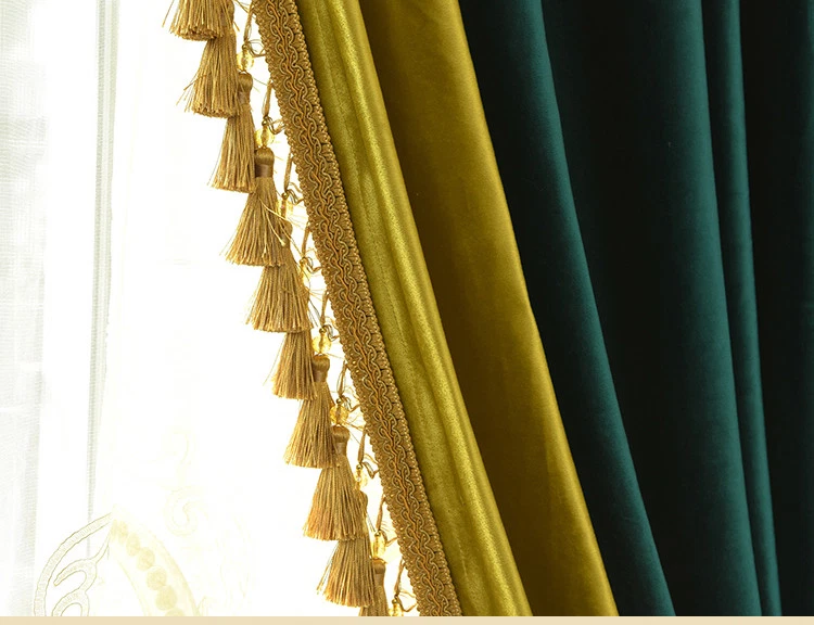 high quality Luxury tassel thicken solid Italy velvet cloth curtain valance E920 - Image 4 of 4