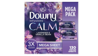 Downy Infusions Mega Dryer Sheets, Laundry Fabric Softener, 130 Ct, Select Scent