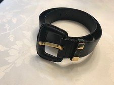 AUTHENTIC ESCADA VIN BLACK LEATHER BELT WITH BUCKLE