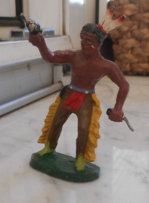 ELASTOLIN NATIVE WARRIOR CHIEF INDIAN FIGURE GERMANY ORIGINAL FIGURINE