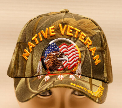 NATIVE VETERAN Cap/Hat, Embroidered,Camoflauge, Military