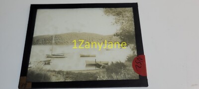 N52 HISTORIC Glass Magic Lantern Slide Cape Cod 19 SEVERAL SMALL BOATS ANCHORED