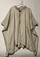 Soft  Cozy Alpaca Hand-knitted Poncho open style Imported Cream