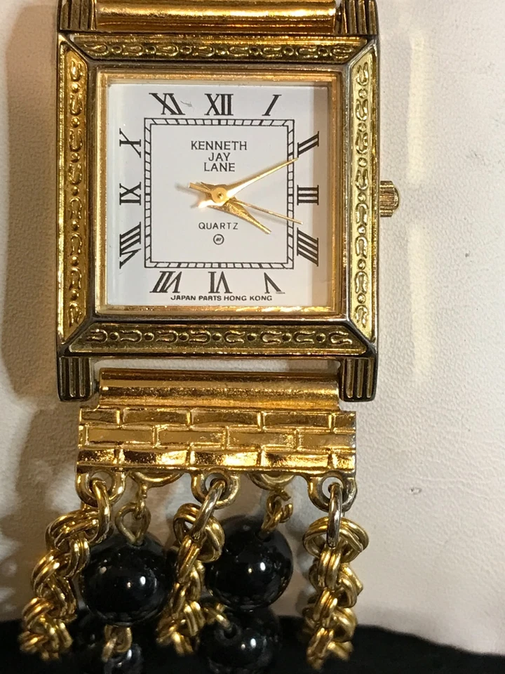 Kenneth J Lane KJL золотистый часы изменить черный бусина и искусственный жемчуг новый аккумулятор - Изображение 2 из 4