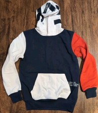 Levis Hoodie Boys Medium 10/12 Blue Colorblock Spellout Logo Outdoor Pullover