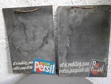 Paire ANCIENNE ARDOISE PLAQUE PUBLICITAIRE LESSIVE PERSIL VINTAGE