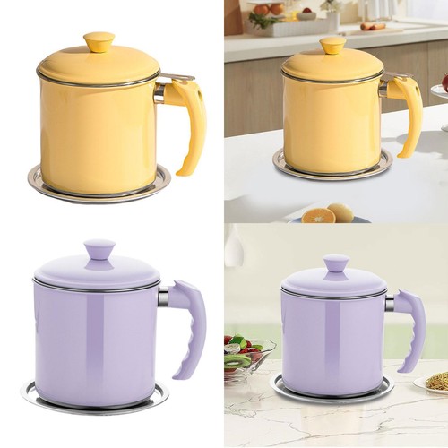 Oil Strainer Tank 1.4L with Filter Stainless Steel Grease Container for