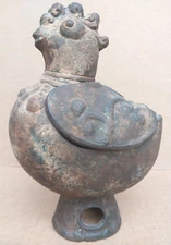 Japanese Koro Cast Iron Rooster Incense Burner, Primitive Rustic Decor, 1910 's