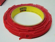 3M 100-6St-Red Hook & Loop Cable & Wire Tie Wrap, Red, 3/8"W, 6" Die Cut Straps
