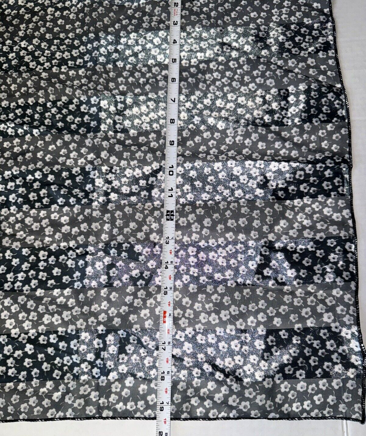 Polyester Scarf Square Small Flowered Mutilcolor 19" X 20" Made in Korea #99947