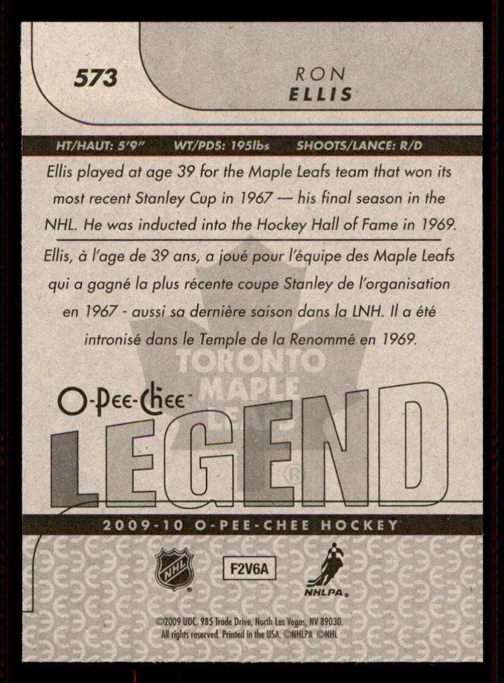 2009-10 O-Pee-Chee #573 Ron Ellis L - Image 2 of 2