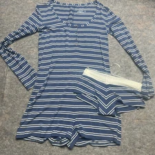 Splendid Womens Round Neck Long Sleeve Casual Blue Striped Top with Briefs S