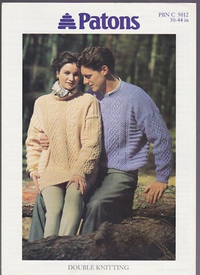 Patons Double Knit DK Strickmuster Langarm Zopfmuster Tunika Pullover C 5012