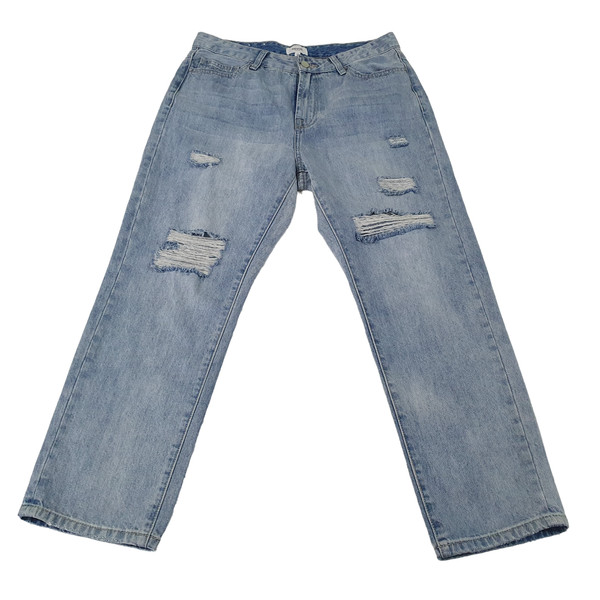 Seed Heritage Size 10 Light Blue Distressed Denim Ankle Length Boyfriend Jeans