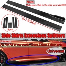 2M Universal Black Car Side Skirt Extension Rocker Panel Splitter Protector Lip