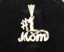 14k Yellow Gold # 1 MOM Pendant Elegant .75" Dainty .8g Michael Anthony Ma