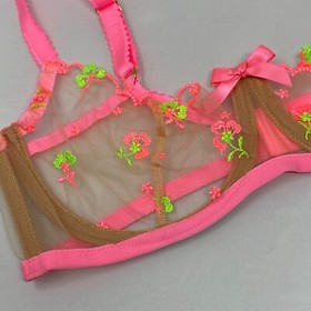 Agent Provocateur Willowe Pink Green Bra 34B NWT $155