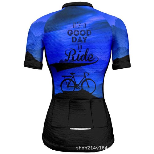 Women's Short Sleeve Cycle Jersey Top Full Zip Ladies Bike Cycling Jersey Shirt - Picture 37 of 41
