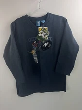 Little Big Dogs Big Shot Hockey Sweatshirt Youth Large 12/14 Navy Blue NWT VTG