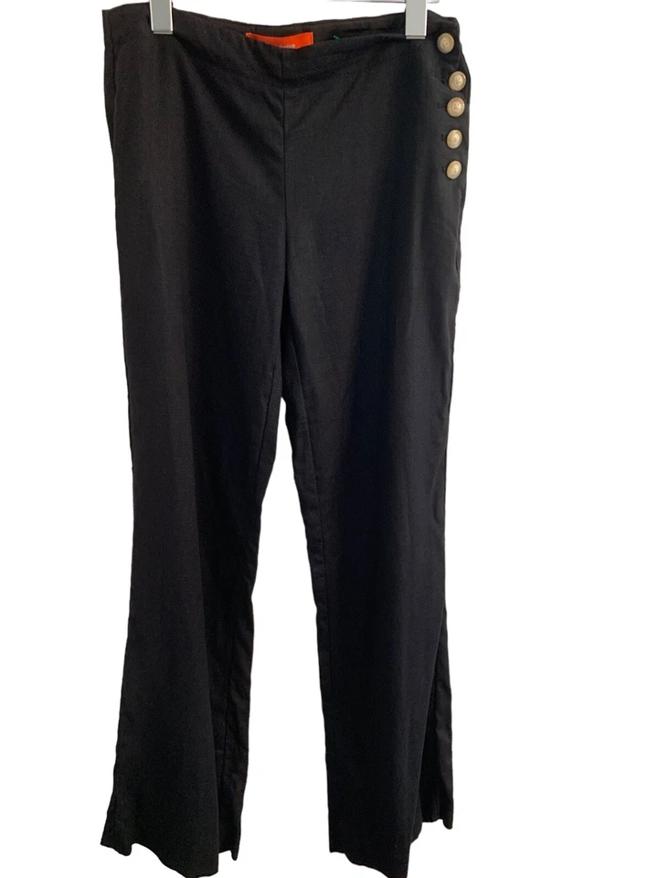 Anthropologie Cartonnier Andros in Black Side Button Wide Leg Pants Size 4 30x33 - Image 2 of 4