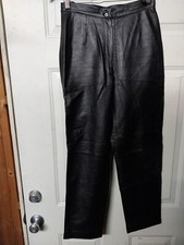 Mixit Black Leather Pants Trousers Vtg Front Zipper Size 6P Lined