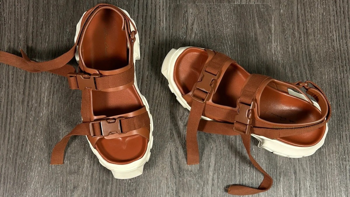 靴 Rick Owens Tractor Sandal Brown Rick Owens Black Hiking Tractor Sandals Rick Owens