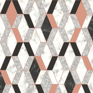Geometric Marble Wallpaper Copper Rose Gold Black Muriva L63805