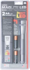 Mag-Lite Mini Flashlight 2AA Cell LED Gray Durable Energy Management Focusing