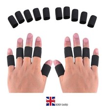 10 Black Stretchy Finger Protector Sleeves for Arthritis & Sports Aid