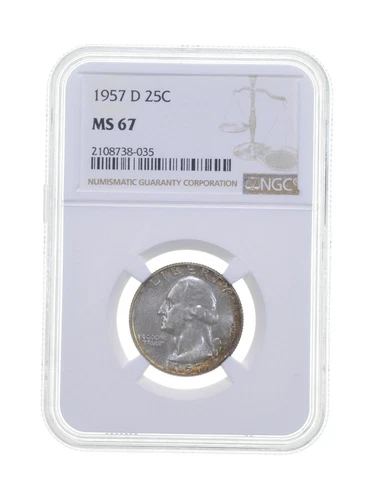 MS67 1957-D Washington Quarter - Graded NGC Insane Color *4215