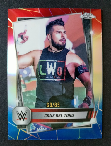 2025 Topps Chrome WWE ~ CRUZ DEL TORO ~ Red White Blue Refractor SP 69/85 ~ RAW