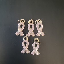 Breast Cancer Awareness Charms Rhinestone LOT Of 5